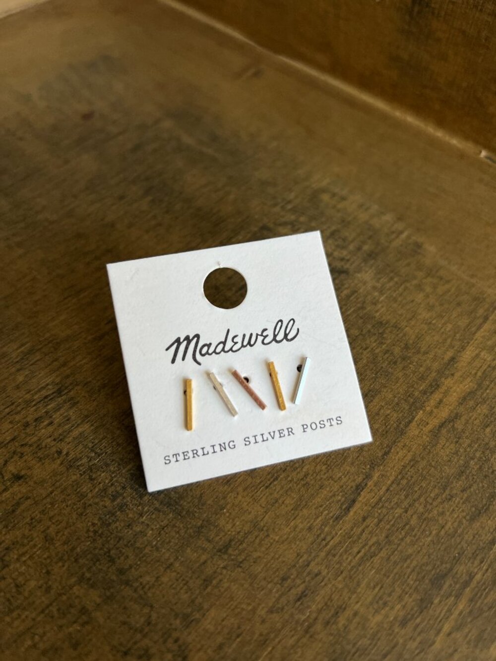 Madewell Sterling Silver Minimalist Bar Earring Studs - Picture 2 of 4